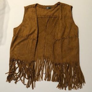 Brown Suede Fringe Vest